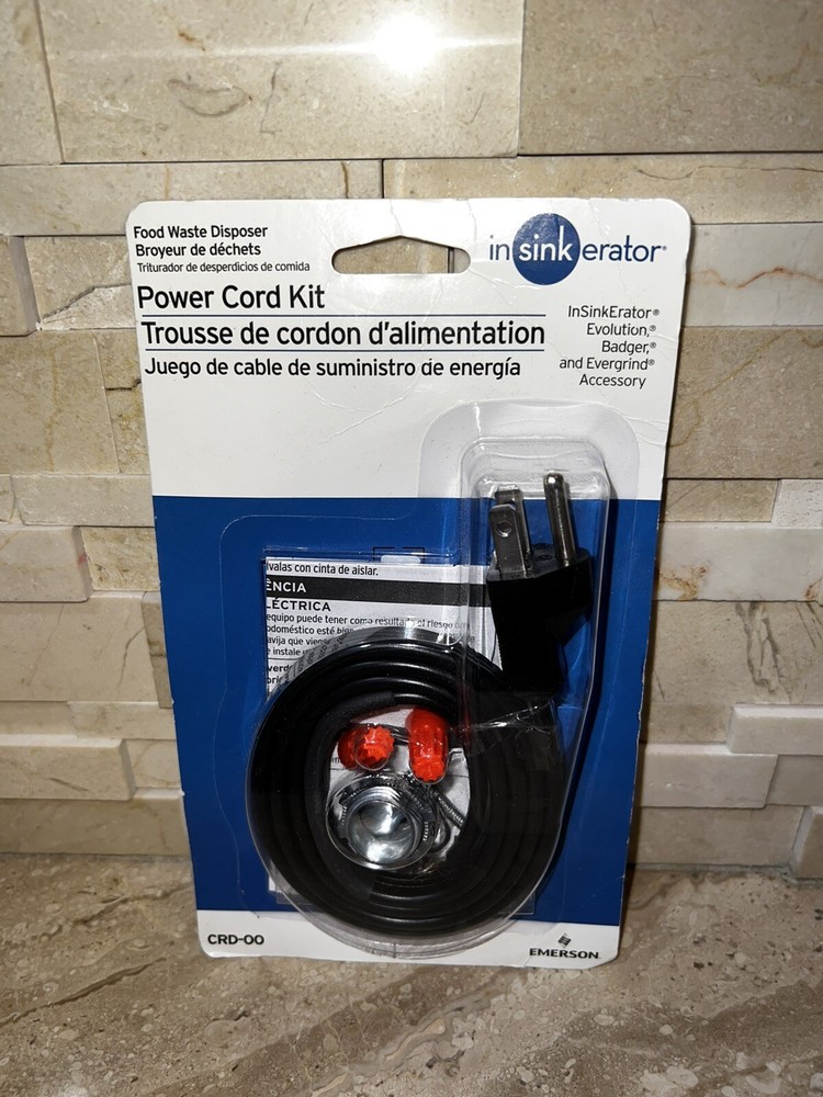 Insinkerator Power Cord Kit Garbage Disposal 3ft Black Cord CRD-00