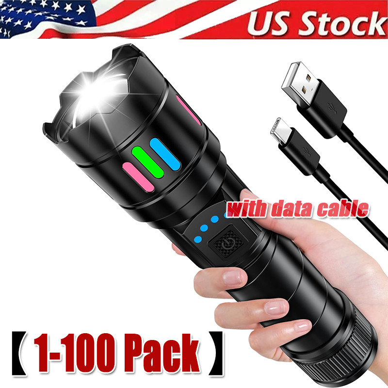 35000000 Lumen Super Bright LED Tactical Flashlight Rechargeable Work Light Lot