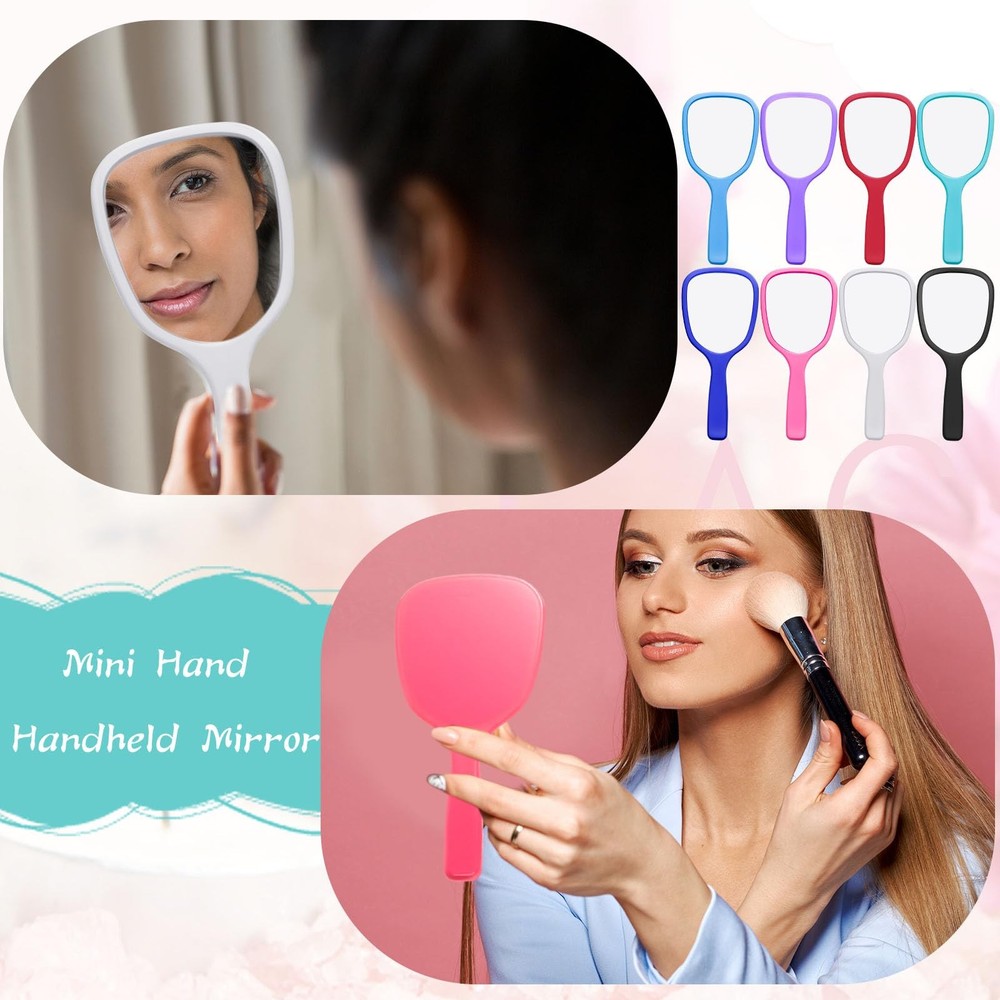 50 Pcs Handheld Mirror Bulk Small Hand Mirrors with Handle Plastic Portable D...