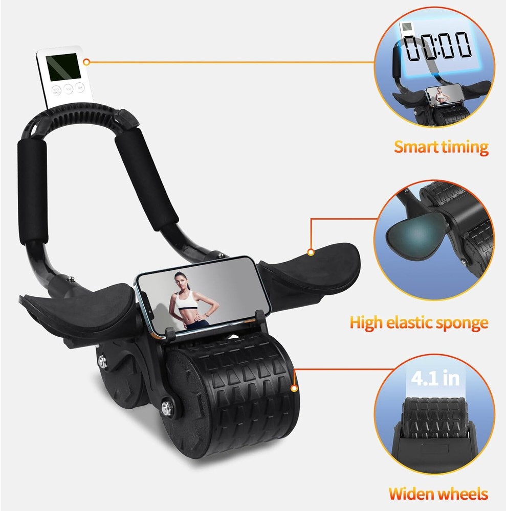 Tixahi Ab Roller Wheel，with Timer Automatic Rebound Abdominal Black