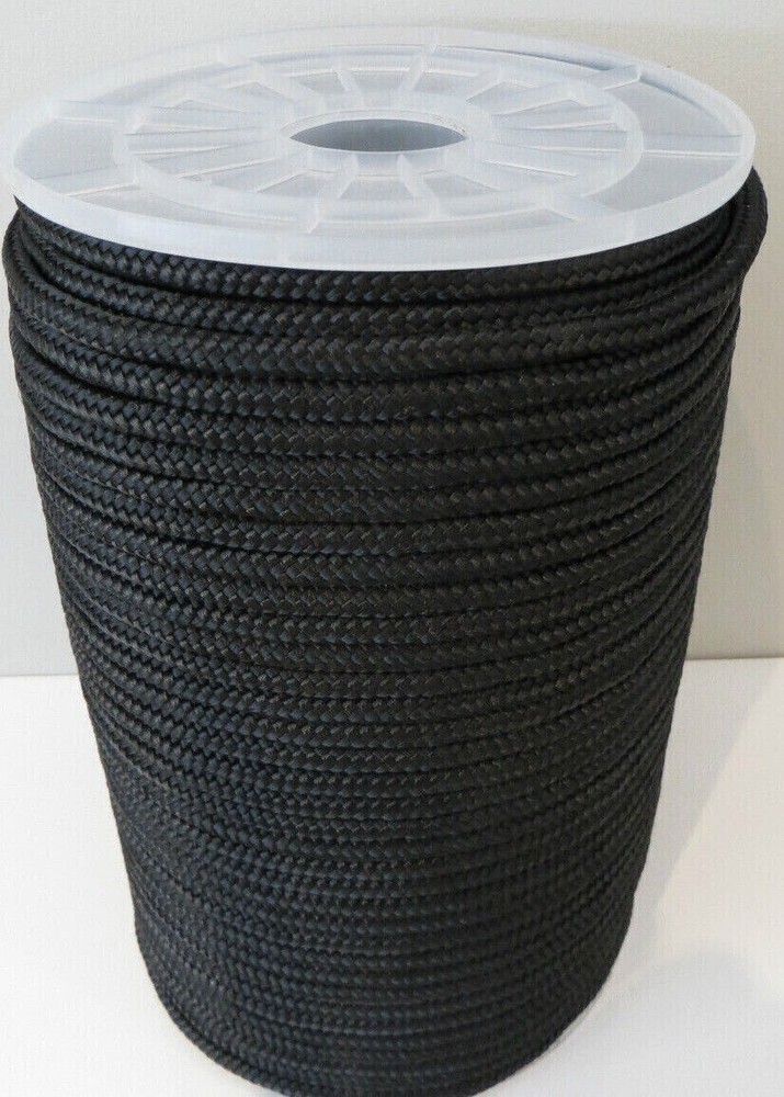 16mm 100m Polyester Rope Double Braid Arborist Lowering Tree Hi Visibility Black