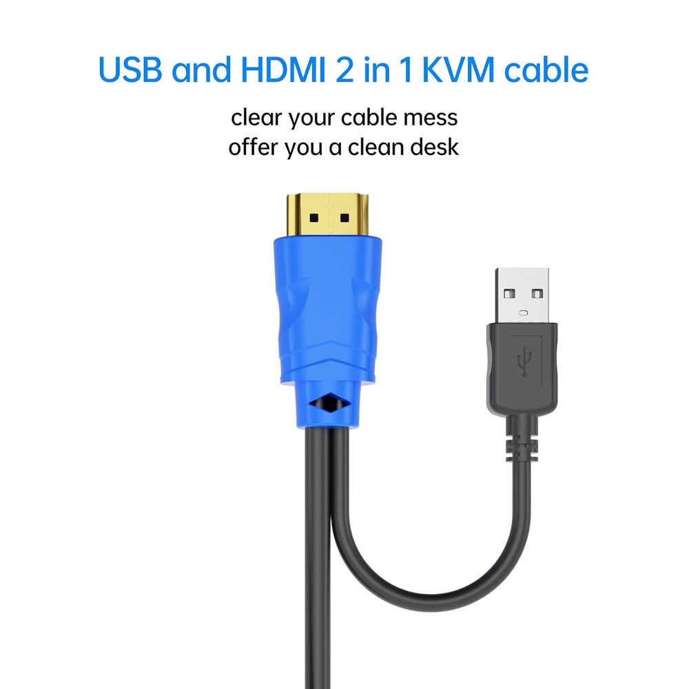 KVM Cable 10ft 2 Pack USB HDMI KVM Cable for HDMI KVM Switch 3 Pack