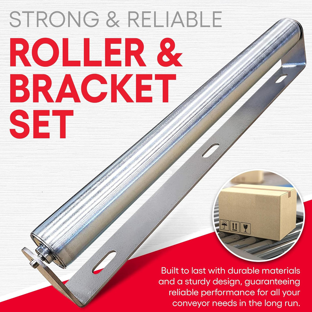 Ultimation Pack of 2 | 16" Long Roller & Bracket Set |1.5" Diameter | Galvanized