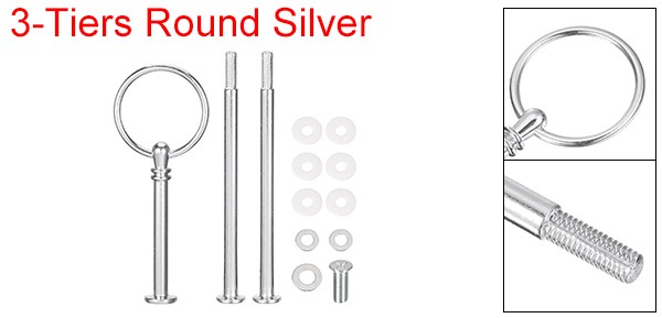 1 Set Cake Tray Stand Handle Plate Hardware Fitting 3-Tiers Round Silver