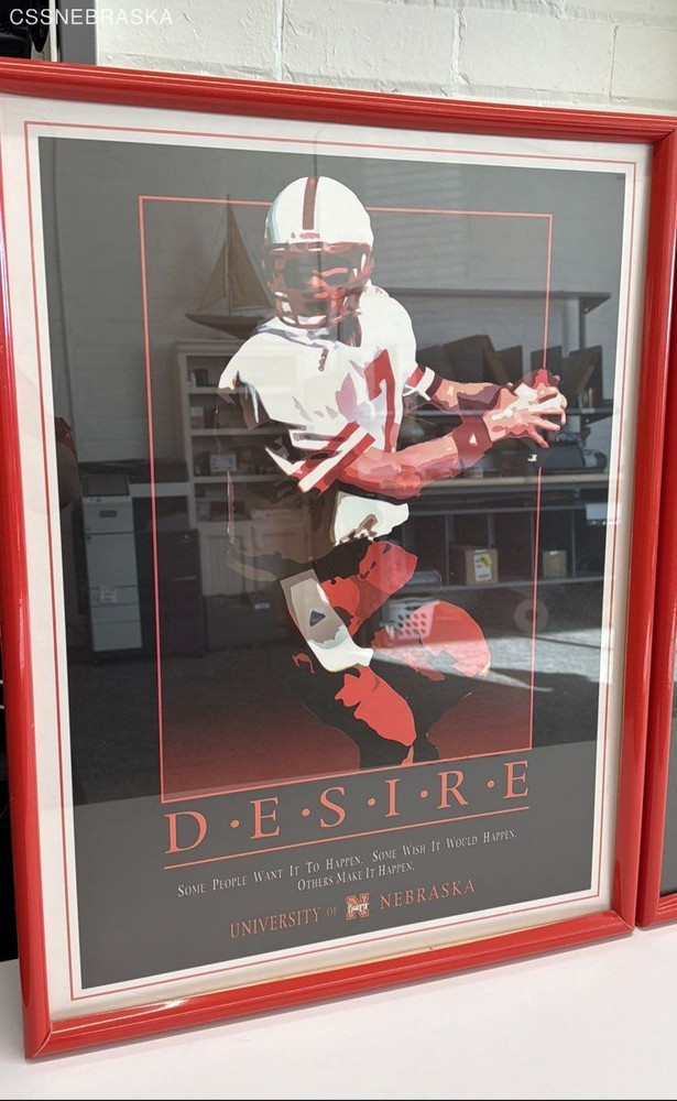 Nebraska Cornhuskers framed motivational posters Desire, Determinations, Victory