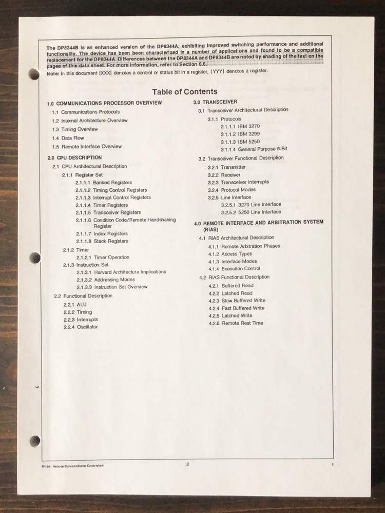 National Semiconductor - DP8344B Biphase Communications Processor - BCP (1991)