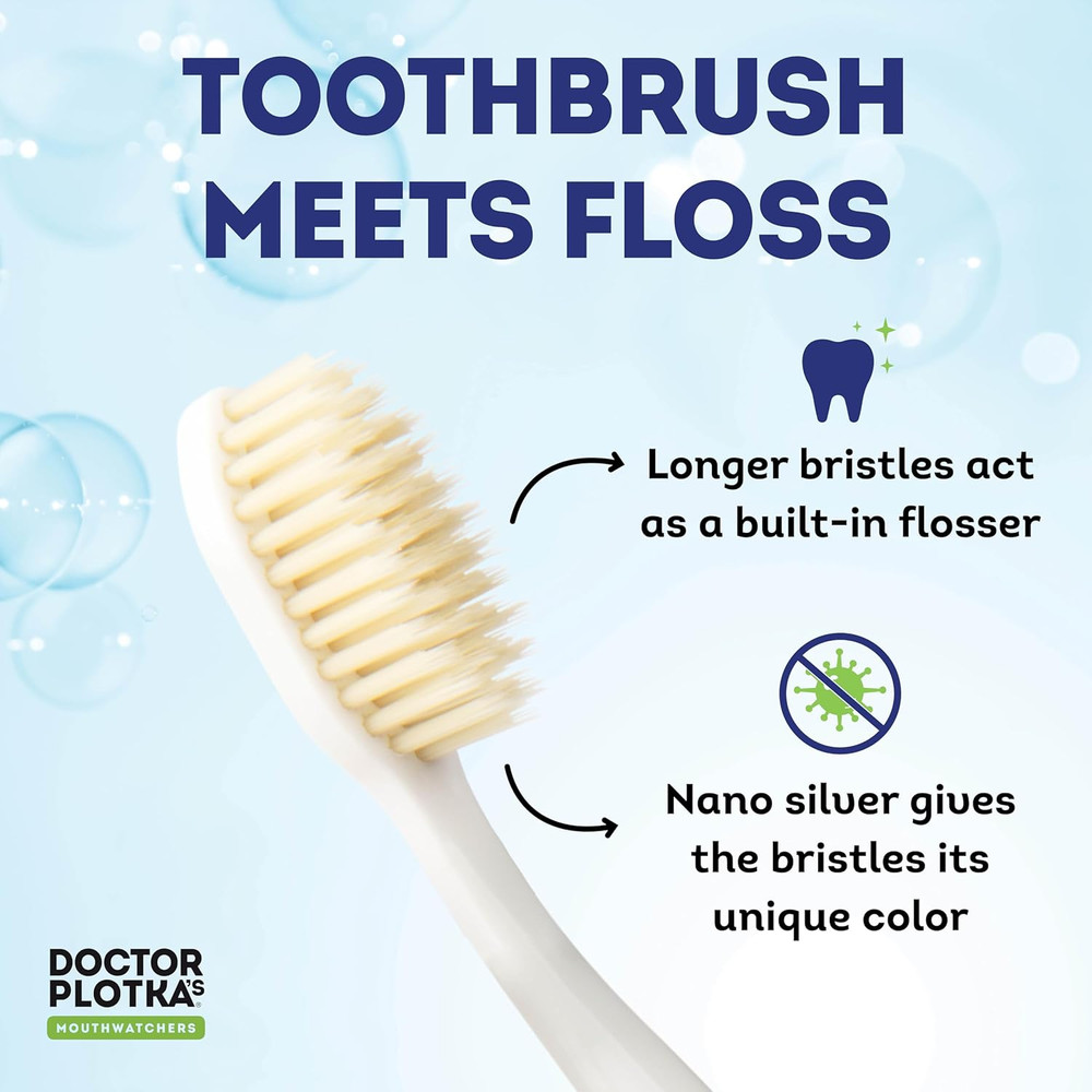 Dr Plotkas Soft Bristle Flossing Toothbrush Manual Soft Toothbrush for Adults, U