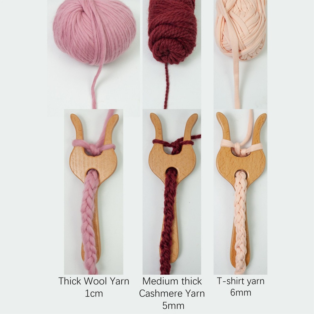 Braided Knitting Fork Wooden Crochet Knitting Tool Fork Hook Precise