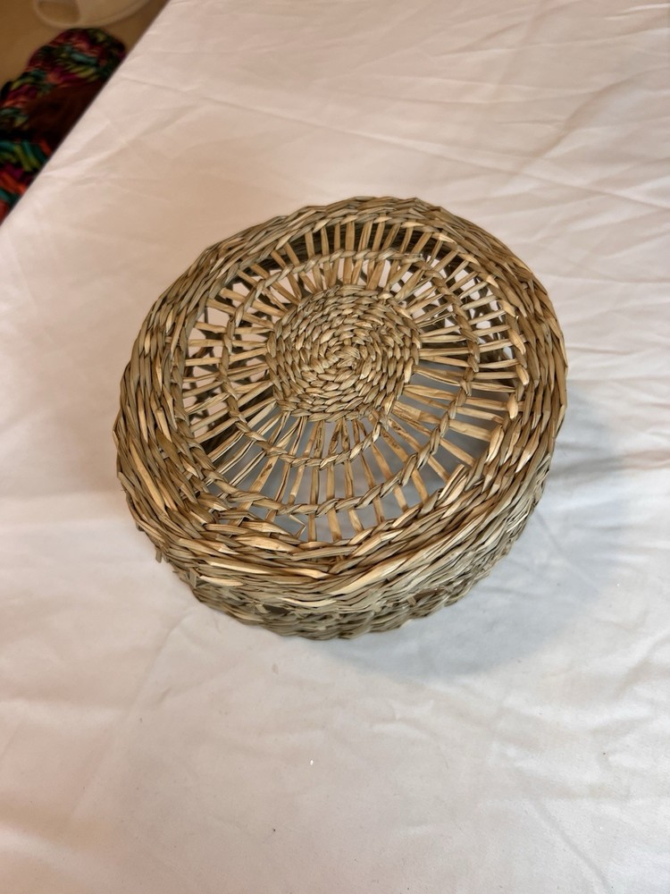 Boho Rattan Wicker Basket 6.5" Round 4.5" Tall