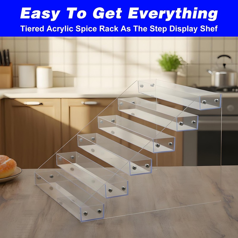 6 Tier Clear Acrylic Display Shelf, Risers Display Stands,Perfume Organizer,C...