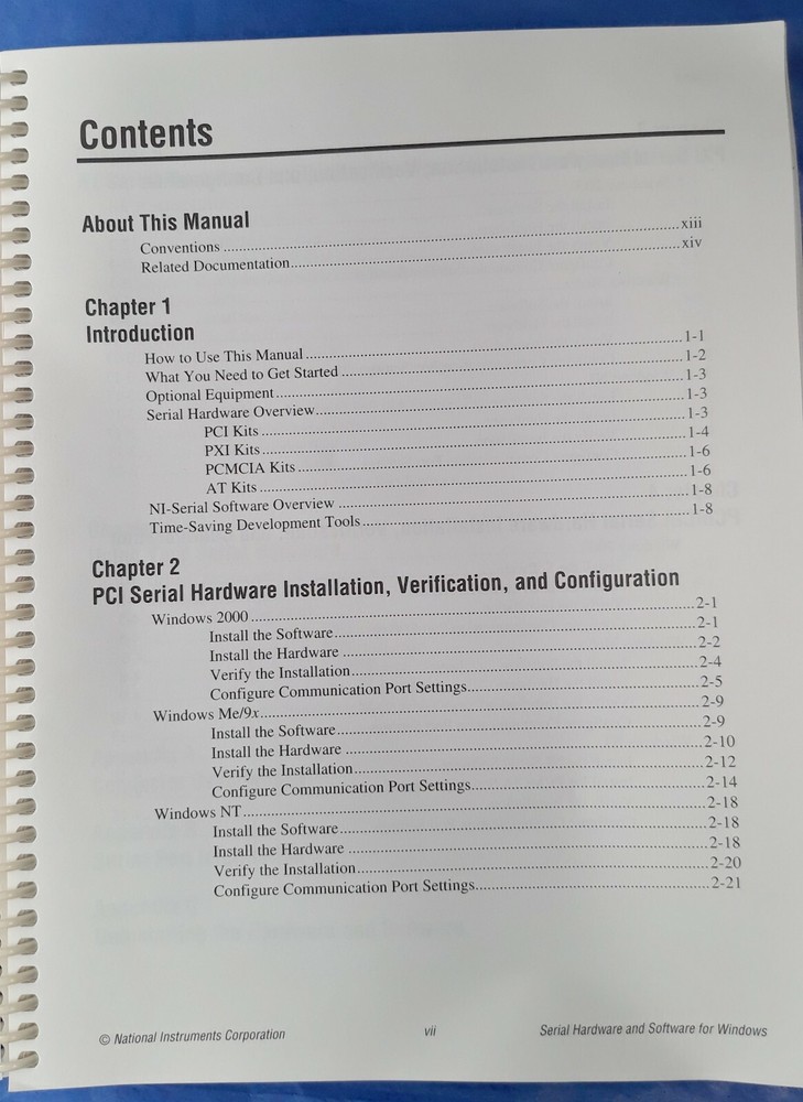 National Instruments Serial Hardware & Software For Windows User Manual