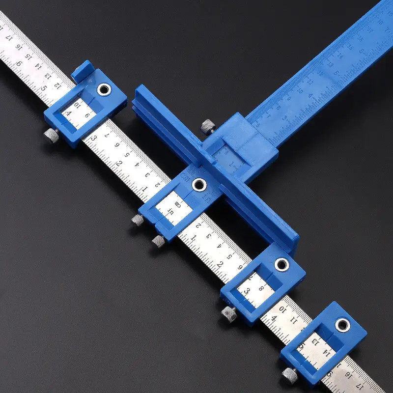 1Pcs Cabinet Hardware Jig Adjustable Punch Locator Handle Tools Drill Guide Blue