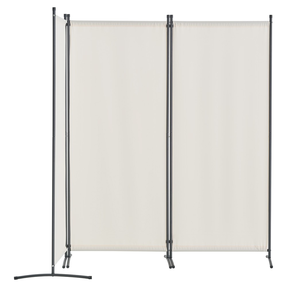 Room Divider 3-Panel Folding Privacy Screen Fabric Partition Office White