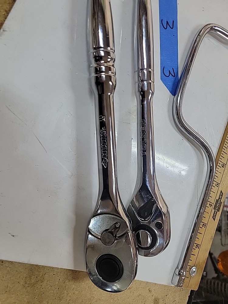 (3) Husky Tolfson Blackhawk Ratchets 1/2" 3/8" Chrome nice