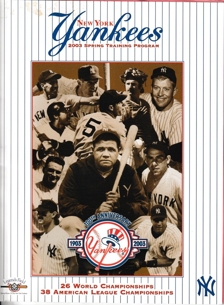 2003 New York Yankees Spring Training Magazine Program