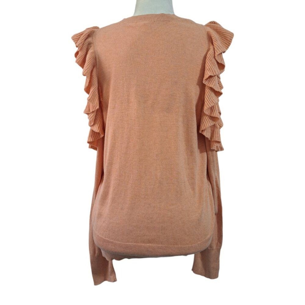 Abound Women's Large Ruffle Cold Shoulder Knit Pullover Sweater Long Sleeves