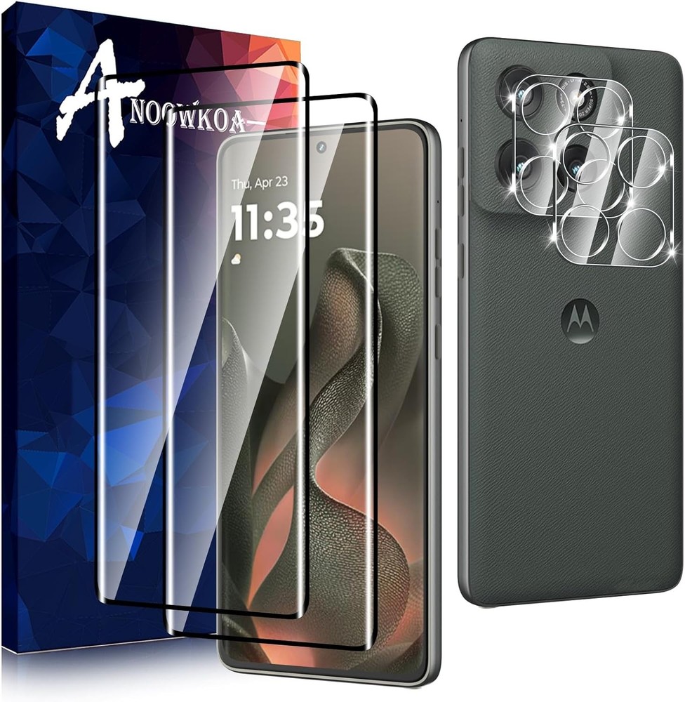 2 Pack 3D Screen Protector for Motorola Edge 2025 + 2 Pack Camera Lens Protector