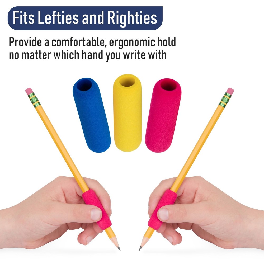 12 Count Ergonomic Foam Pencil Grip Assorted Colors Soft Comfortable Hands