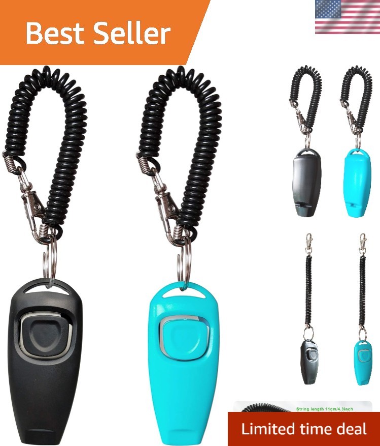 Pet Training Clickers - 2 Pack Whistle Clickers for Smart Obedience Training