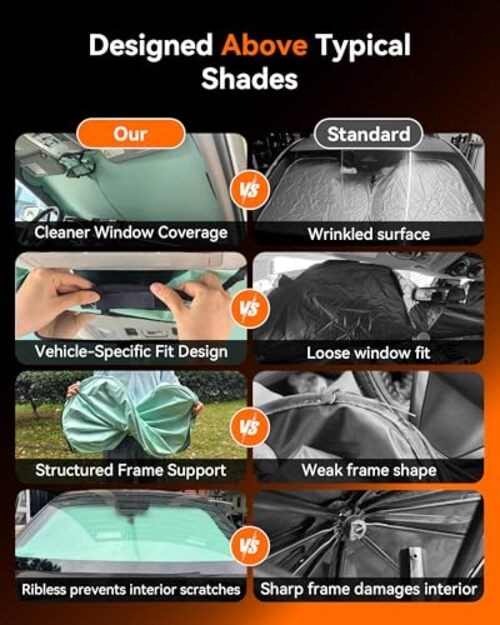 Windshield Sun Shade for Cars Double Layer Green Front Windshield Medium