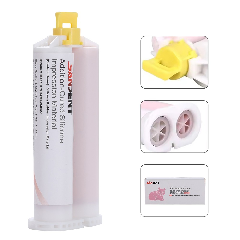 Dental Elastomeric Impression Putty Silicone Material Light Body 50ML 5*Tips