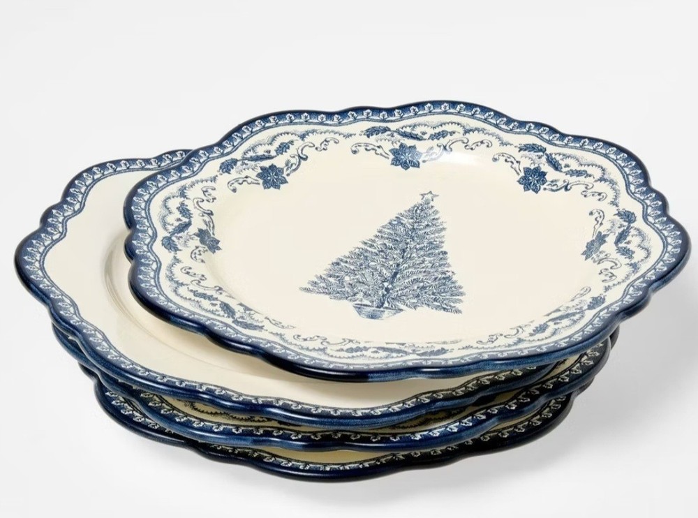 4pk 8.625" Salad Plate Blue Pattern - Threshold™ designed with Studio McGee
