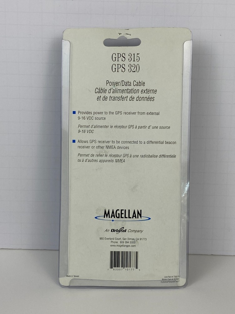 Magellan GPS 315/320 Data Cable Wired Model # 730276