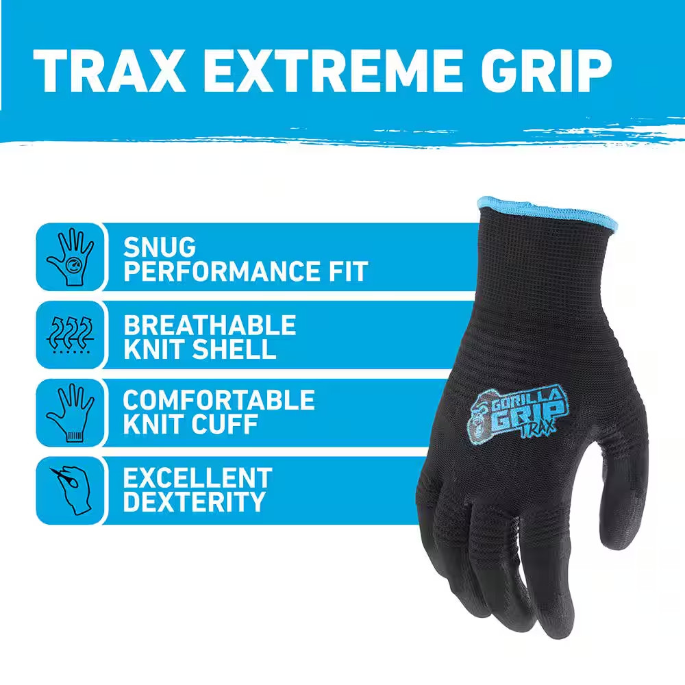 Large TRAX Extreme Grip Work Gloves (5-Pack)