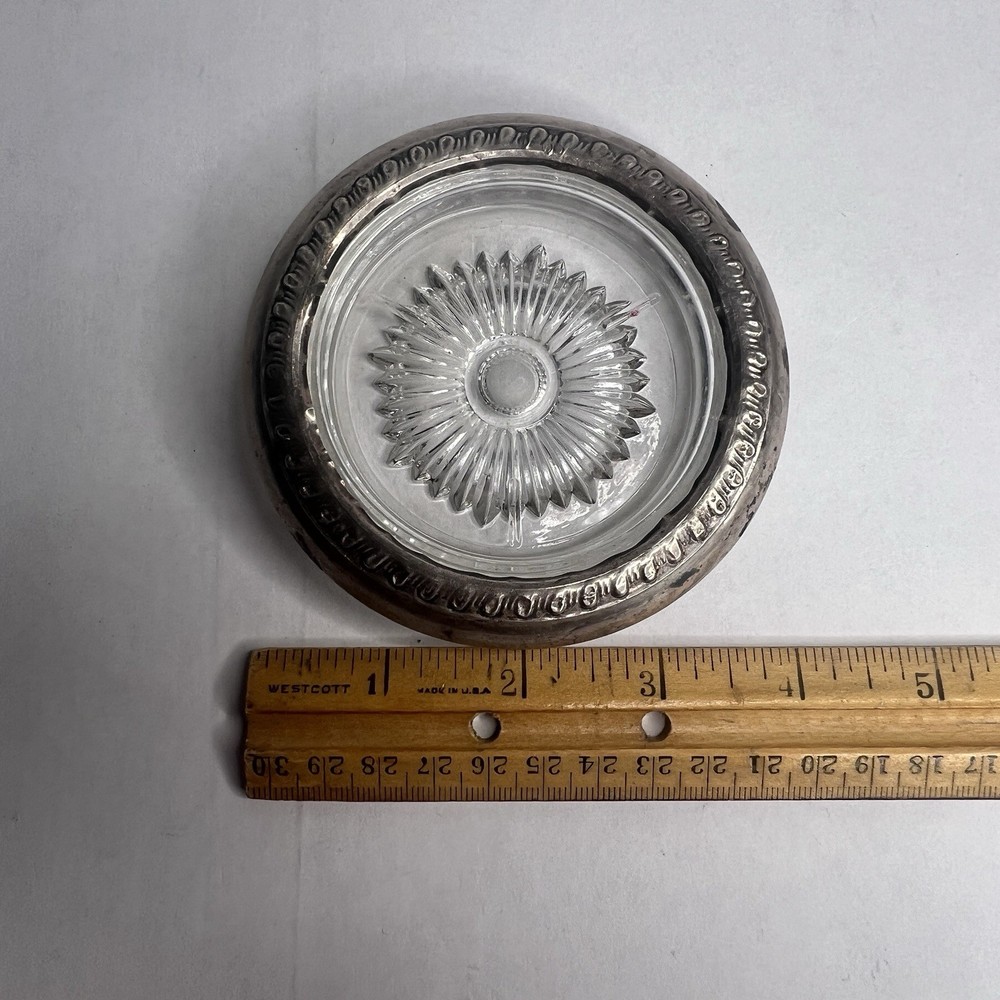 Antique Cut Glass Sterling Silver Coaster