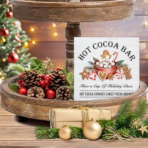 Kitchen Christmas Decorations, Gingerbread Decor Sign, Rustic Christmas COCOA