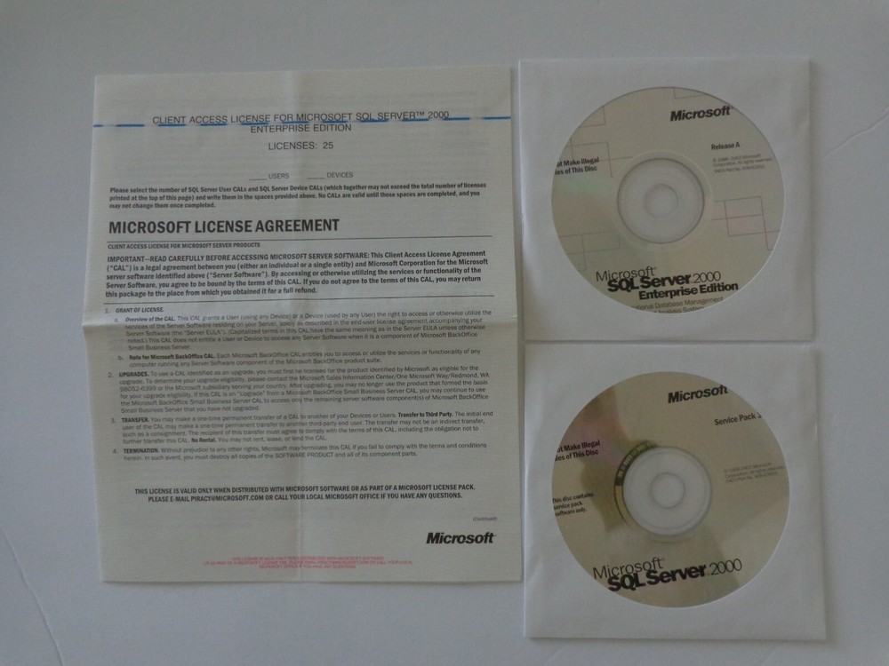 Microsoft SQL Server™ 2000 Enterprise Edition(New ! sealed CD +Key Code +25 CAL)