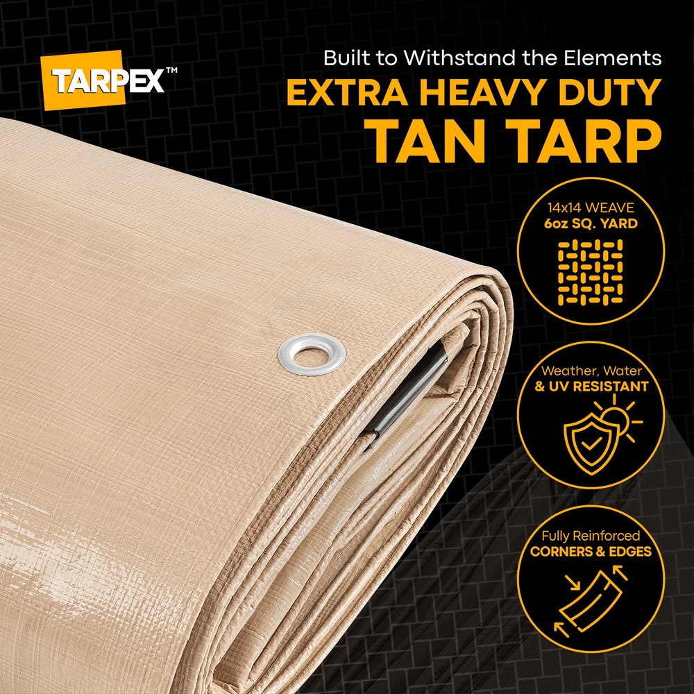 TARPEX - 12 Mil Tan Extra Heavy Duty Poly Tarp 6' x 30'