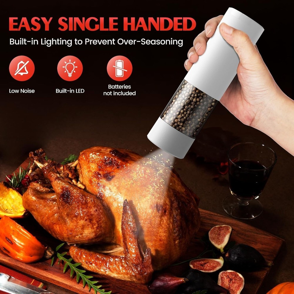 Ioion Electric Salt & Pepper Grinder Set with LED Light - Adjustable Coarseness