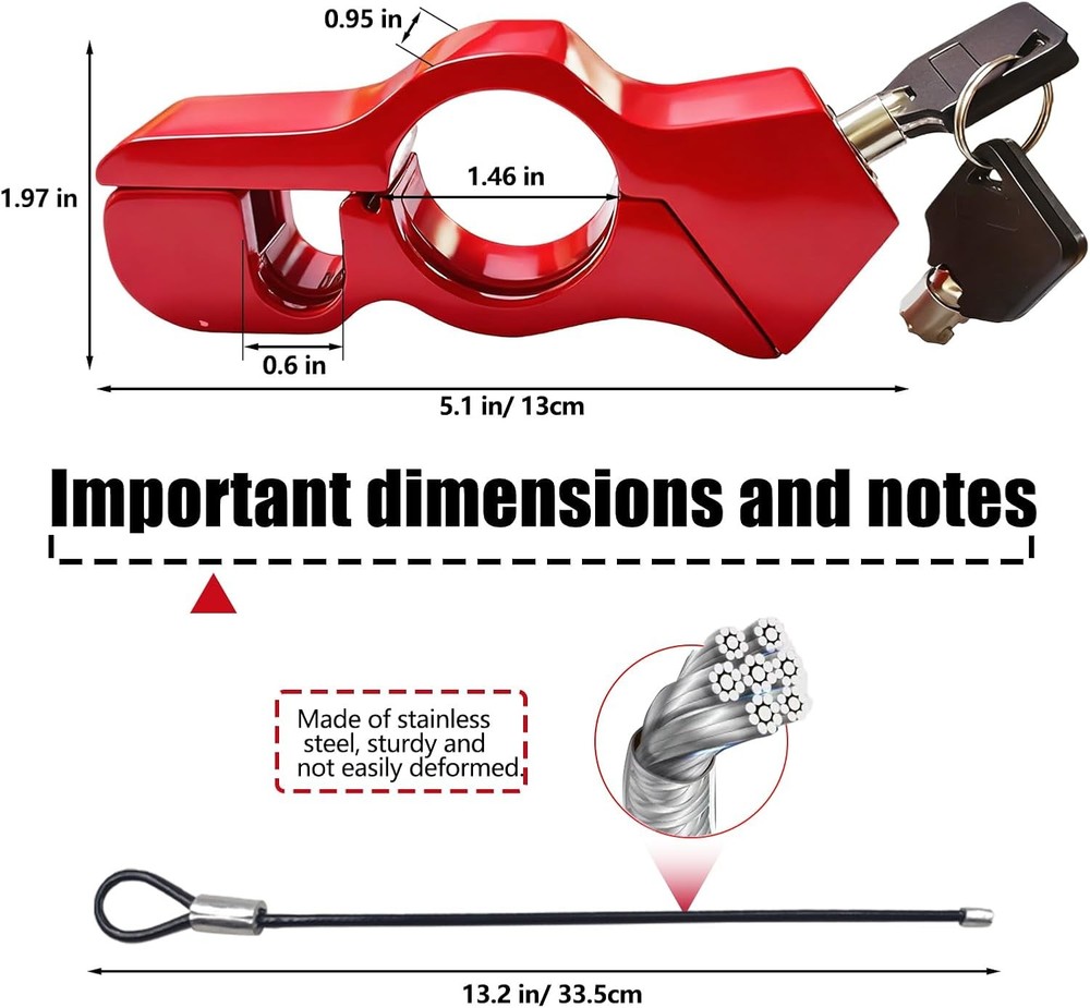 2-Piece Motorcycle Lock Set, Includes Helmet Lock and Brake Lock Combination