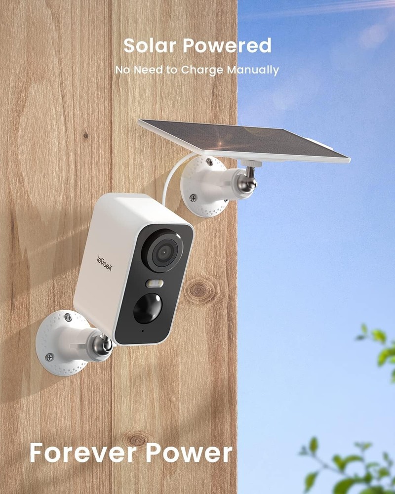 2PCS ieGeek Outdoor Wireless Solar Security Camera Home WiFi Battery CCTV System
