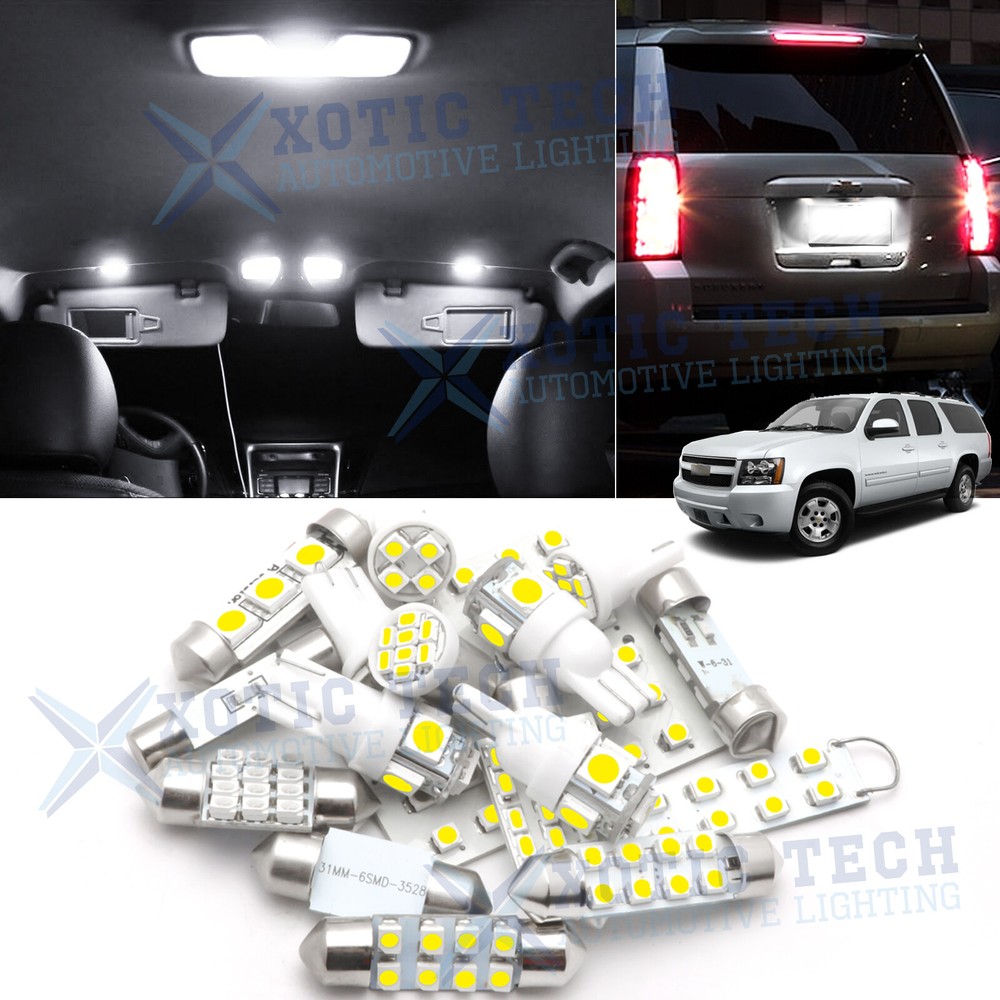 White LED Interior Tag Light Bulb Package Kit for Chevy Suburban Tahoe 2007-2014