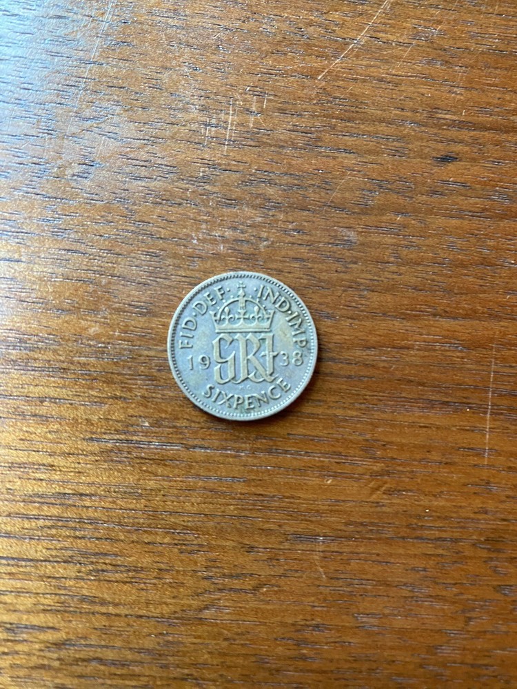 1938 Great Britain Silver 6 Pence Coin
