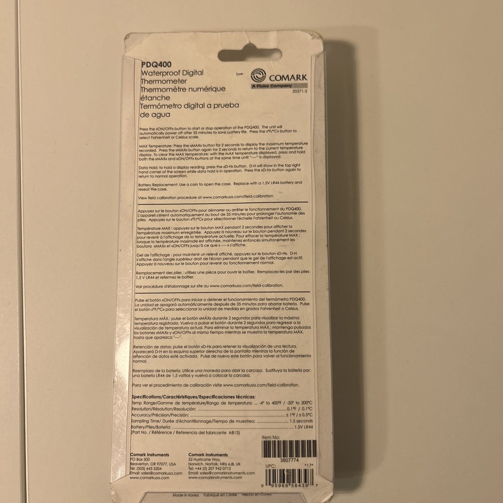 Comark PDQ400 Waterproof Pocket Digital Thermometer