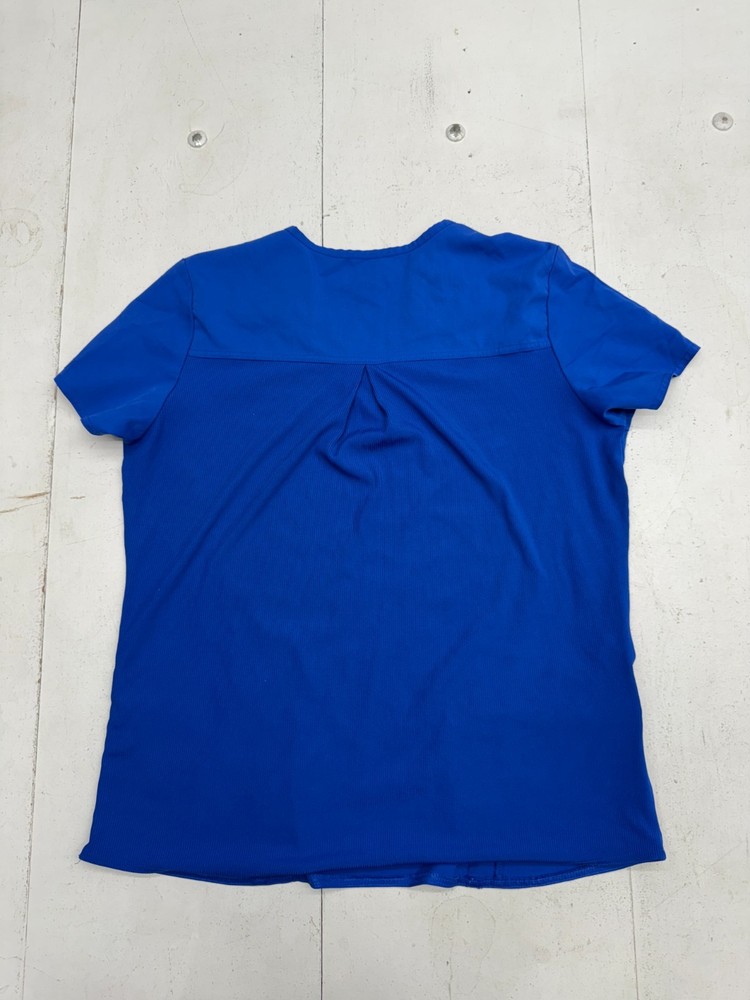 Medcouture Touch Solid Blue Short Sleeve Scrub Top Womens Size Medium