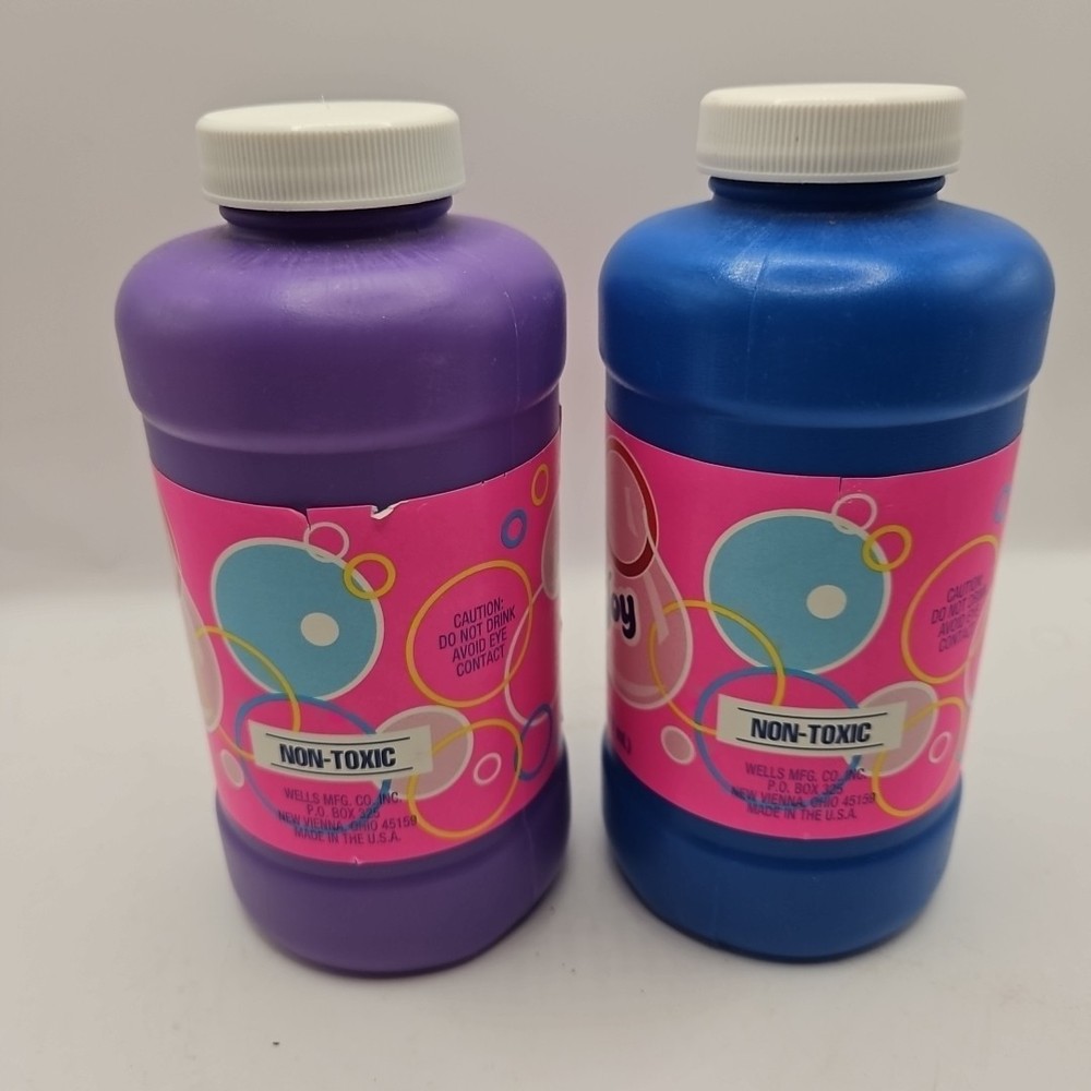 Two Vintage Bubble Joy Bubble Solution 16 Oz. Bottles W/ Plastic Wand Sealed