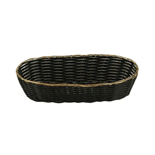Thunder Group PLBB850G 8-1/4"x4-1/4"x2" Black Plastic Woven Stackable Basket