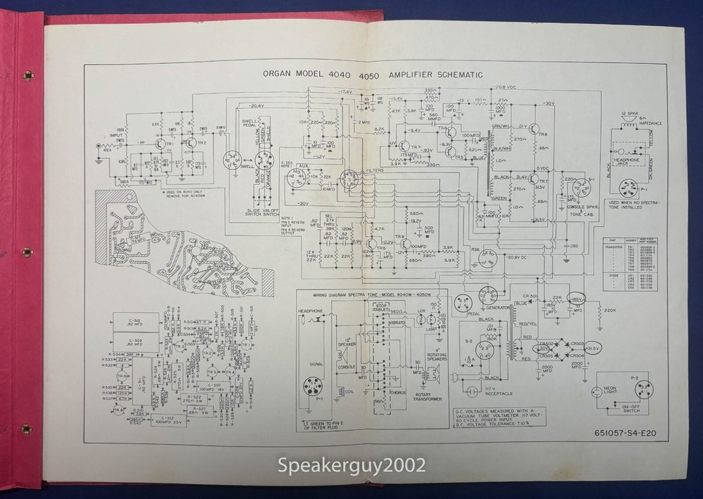 Original Wurlitzer Organ 4040 4050 Schematic Manual