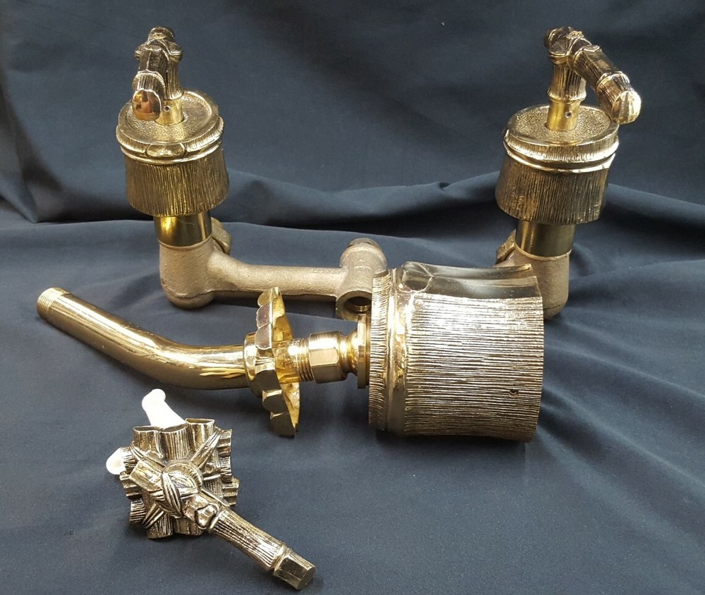 Unique Solid Brass Bamboo Design Faucet & Shower Head Set Plus Converter