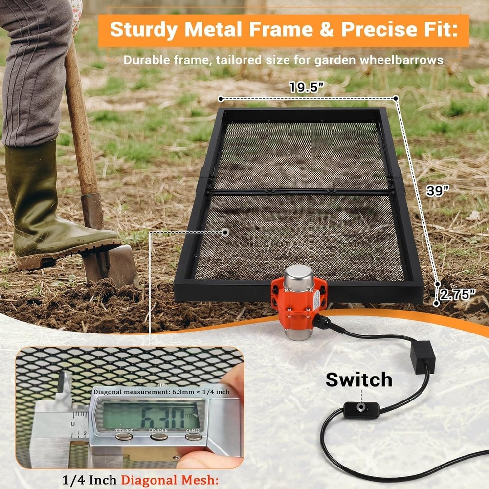 Powerful 30W Vibrating Soil Sifter - Efficient Compost & Rock Screening Tool