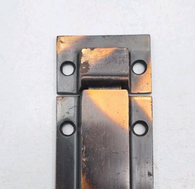 Antique Spring Loaded Slide Latch & Keeper Japanned Surface Mount Door Hardware