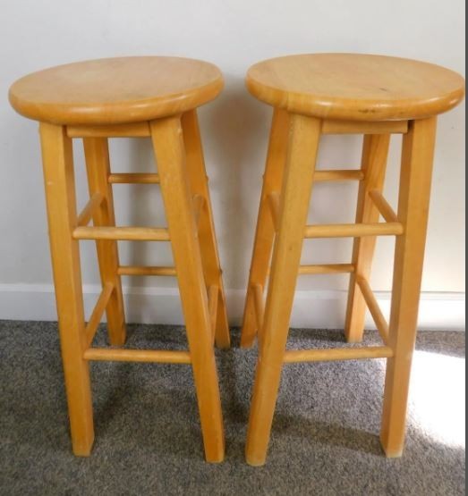 Pair Tall SOLID WOOD 29.75" Kitchen Bar Counter Stools