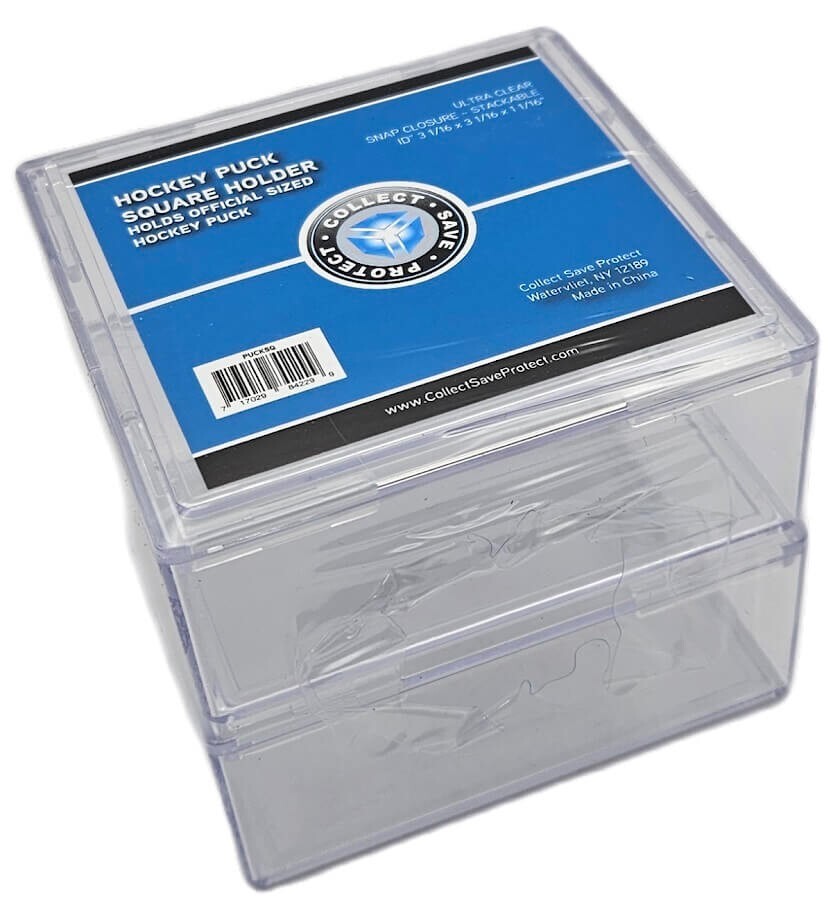 (2-Pack) CSP Hockey Puck Square Holder - Puck Cube - Stackable Display Case