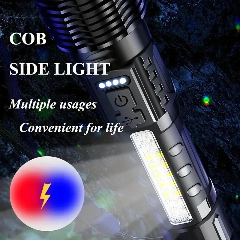 99000000LM Super Bright LED COB Tactical Flashlight USB Rechargeable Work Light