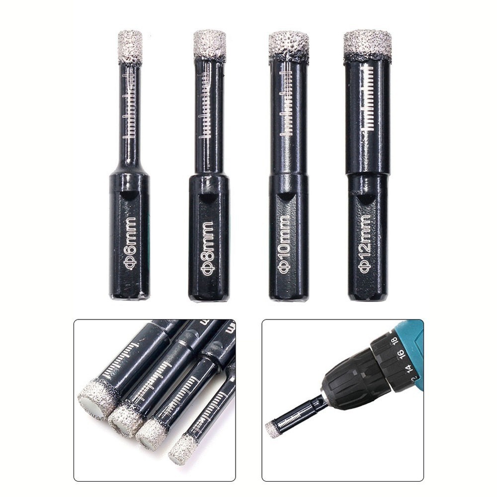 6-12mm Dry Ceramic Tile Drill Bit Triangular Shank Brazing Hole Opener Drilling