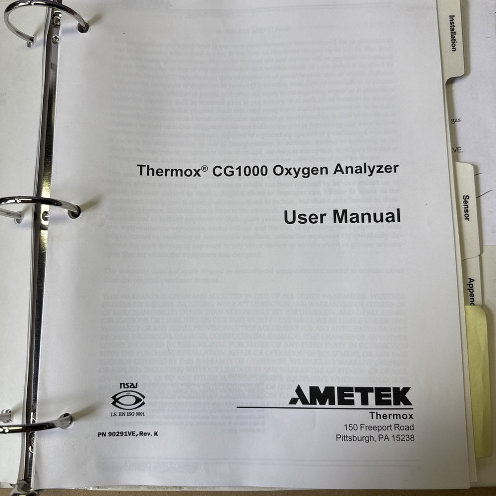 2 AMETEK Process Instruments Thermox CG-1000 Oxygen Analyzer Working